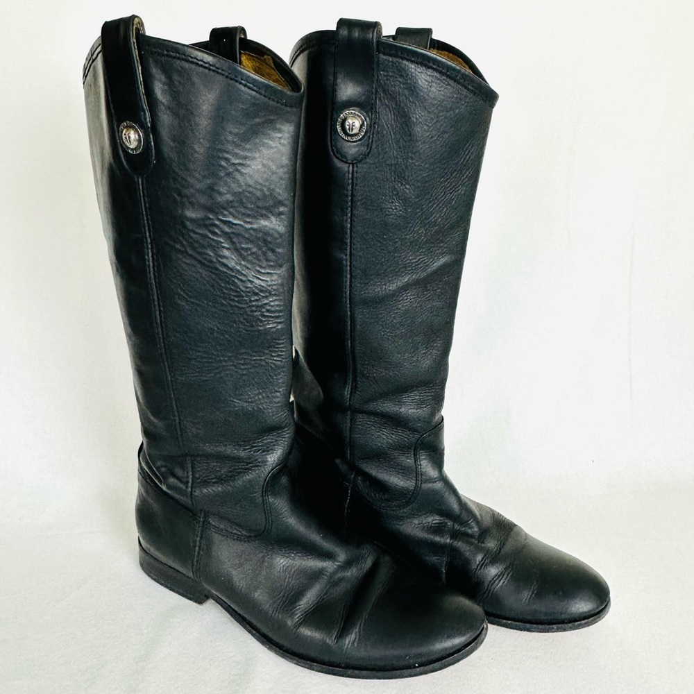 FRYE Women’s Melissa Black Leather Knee High Riding style boots Size 9B